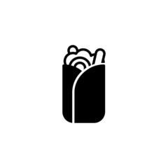 Burrito vector icon in black solid flat design icon isolated on white background