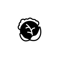 Cabbage vector icon in black solid flat design icon isolated on white background