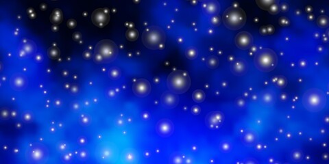 Dark BLUE vector layout with bright stars. Colorful illustration with abstract gradient stars. Theme for cell phones.