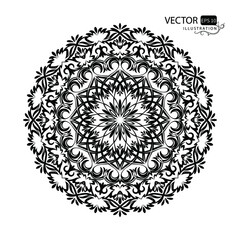 Mandala. Beautiful round pattern on a white background. Oriental ornament. Arabesque. Vector illustration.