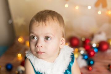 a boy in a carnival costume. new year's portrait of a child