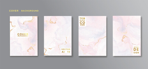 Marble pink gold abstract book cover design template  Vector
