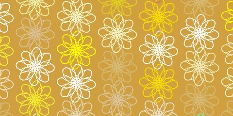 Foto auf Glas Light Green, Yellow vector doodle background with flowers. © Guskova