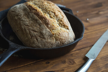 Sourdough artisan bread loaf of traditional Homemade rye starter