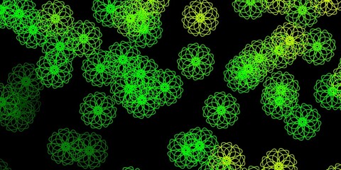 Dark Green, Yellow vector backdrop with chaotic shapes.