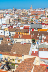 City center of Valencia viewed from Torres de Quart, Spain
