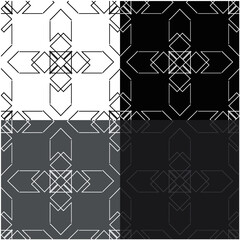 Seamless black and white geometric pattern with thin lines 