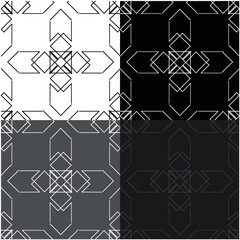 Seamless black and white geometric pattern with thin lines 