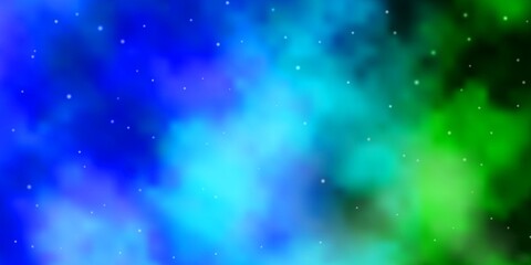 Fototapeta premium Light Blue, Green vector texture with beautiful stars. Shining colorful illustration with small and big stars. Best design for your ad, poster, banner.