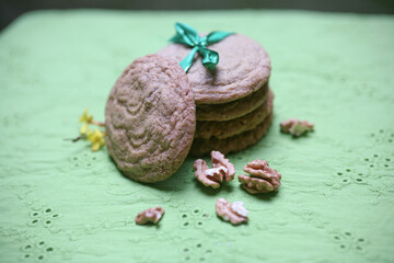 Home made cookies, biscuits with walnuts