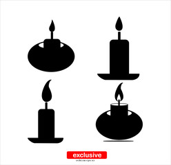Obraz premium burning candle in candle in candlestick icon.Flat design style vector illustration for graphic and web design.