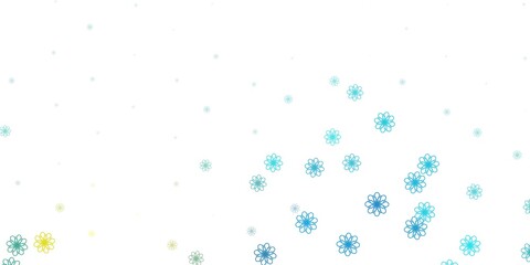 Light Blue, Yellow vector doodle pattern with flowers.