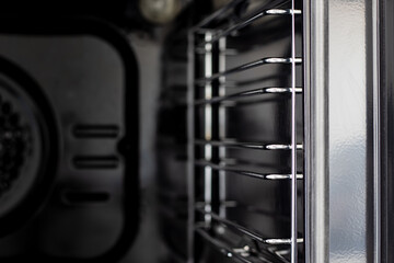 close up oven metal parts detailed, oven rack parts, household appliances
