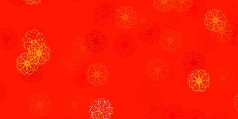Fototapeta na wymiar Light Orange vector doodle template with flowers.
