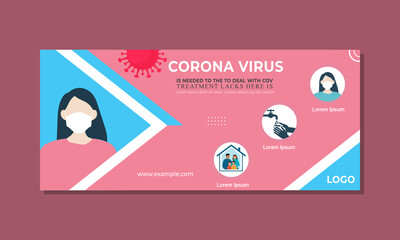 minimal corona virus facebook cover page vector template for business or company