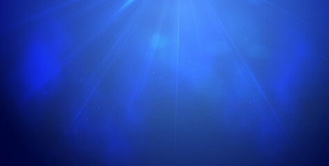 Fototapeta premium Magic Cold Lights on Blue Background Bokeh effect.