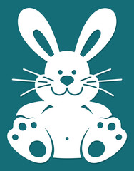 Fototapeta na wymiar Laser cutting template. Cute cartoon bunny. Rabbit. Easter animal bauble isolated. Paper toy cutout. Stamp. Silhouette pet.