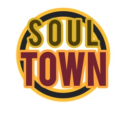 Soul Town logo bright,warm,retro 70s style