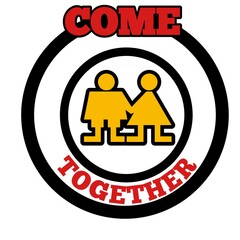 Come together logo,sign,depicting togetherness &love,unity,bonding,relationships.