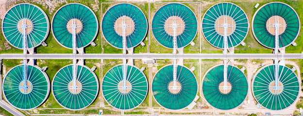 Tap water purification plant. Recirculation solid contact Clarifier sedimentation tank of Water...