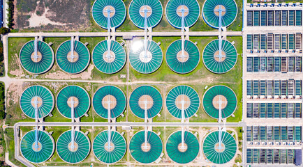 Tap water purification plant. Recirculation solid contact Clarifier sedimentation tank of Water...