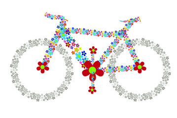 colorful bicycle format with flower vector