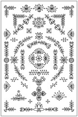 Cute Collection of simple ethnic elements. Decor elements. Hand draw Vector black and white illustration 