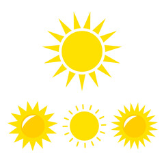 Sun Vector icon. Sun Vector doodle illustration. Sun Vector icon yellow set