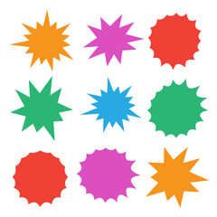 Starburst sticker vintage vector label. Starburst icon. Vector icon. Starburst shape sale tag.