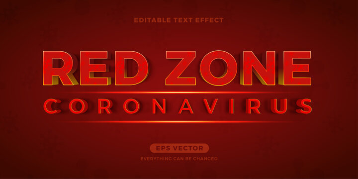 Red Zone Coronavirus Editable Text Effect Vector