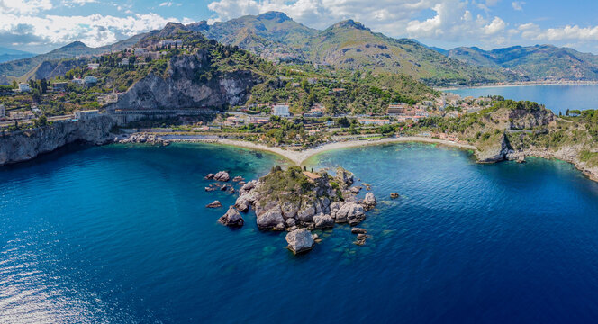 view of isola bella in sicily taormina
