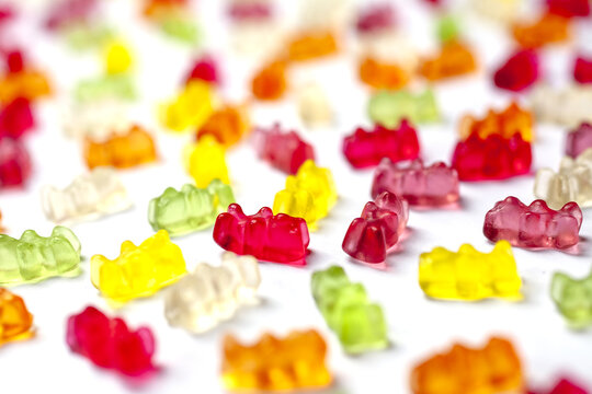 Detail of colorful jelly  candy on white background