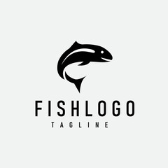 Design of fish tagline logo illustration, for brand needs etc.