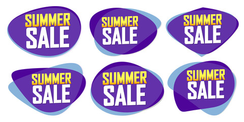 Set Summer Sale banners, discount tags design template, vector illustration