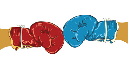 Red and blue boxing gloves