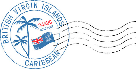Postal grunge stamp "British virgin islands - Caribbean"