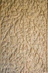Ancient Khmer carving. Wall of Temple Angkor wat