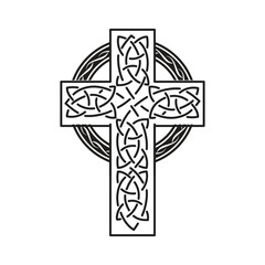Celtic cross, black and white vector graphic design artwork