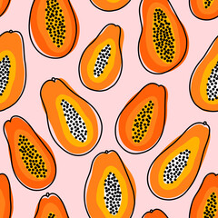 Abstract papayas summer vibes vector seamless pattern