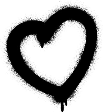 Spray graffiti heart symbol. White background. Fall in love and St. Valentine's day concept (february 14th).