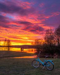 Bike in arctic sunset