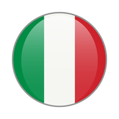 The Italian national flag round glossy icon. Italy badge Isolated on white background.