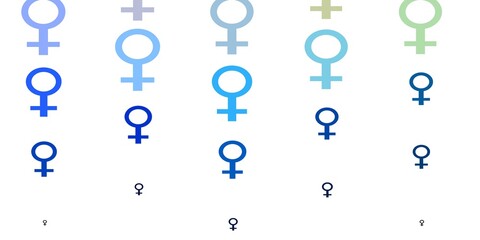 Light Blue, Yellow vector background with woman symbols.
