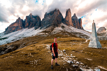 Tre Cime di Lavaredo (Drei Zinnen) Sunset in the Dolomites (Dolomiti), Italy (Italia), UNESCO World...