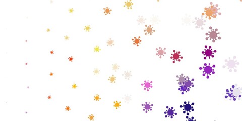 Light pink, yellow vector pattern with coronavirus elements.