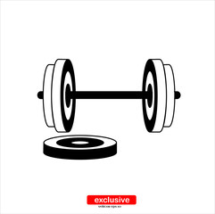 Obraz na płótnie Canvas dumbbells barbell muscle lifting icon.Flat design style vector illustration for graphic and web design.