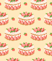 seamless pattern with cross stitch cake