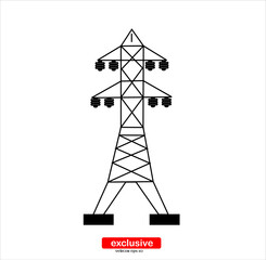 electric tower, overhead power line icon.Flat design style vector illustration for graphic and web design.