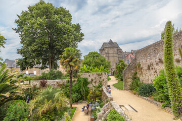 Quimper, France. Beautiful garden de la Retraite and the Jesuit Chapel