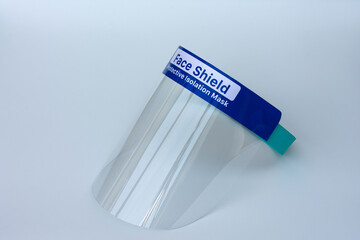 Face shield or protective isolation mask on a white background.